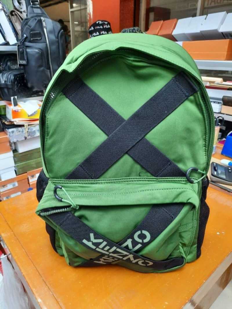 Promo Kenzo Backpack Taped Logo Cross In Green Kz Original 100 Kenzo