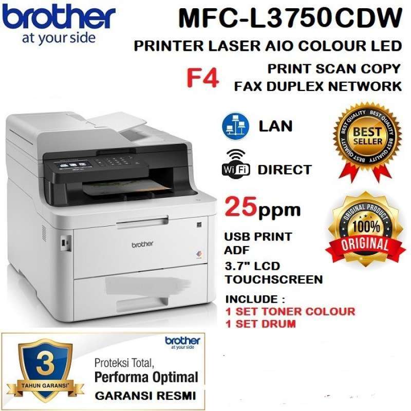 Jual Printer BROTHER Color Laser MFCL3750CDW AIO Duplex WiFi di Seller