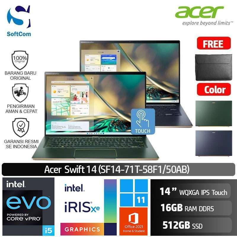 Promo Acer Swift 14 SF14 71T 58F1 50AB Ultrabook [Core i5-13500H EVO ...