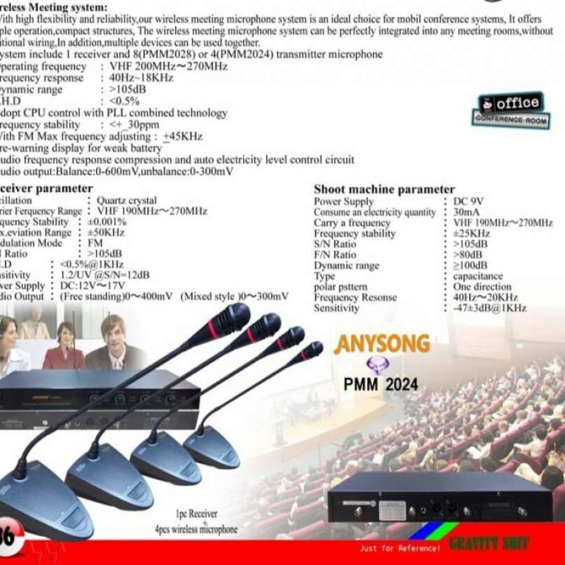 Promo Mic Meja Podium/Conference Wireless Anysong PMM2024 4buah mic