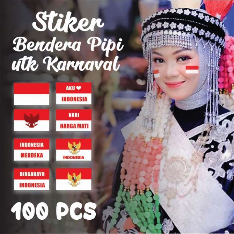 Promo Stiker Bendera Tempel Pipi 100 pcs Aksesoris Kemerdekaan Diskon 45% di Seller Odiaz