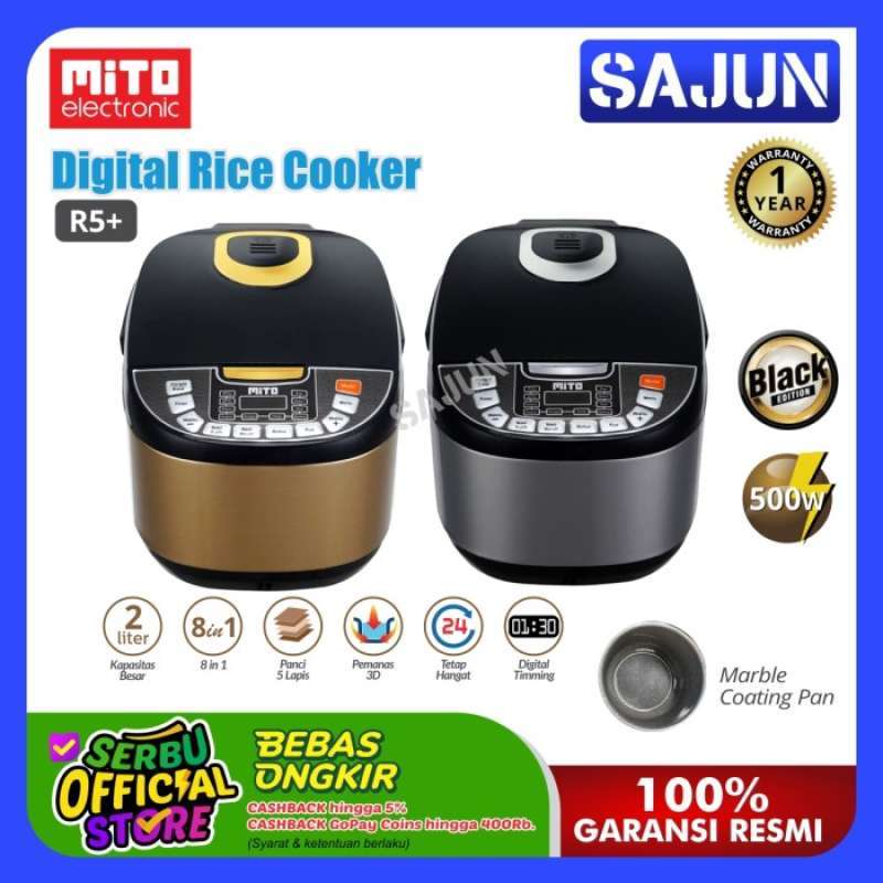Promo Mito R5 Plus Digital Rice Cooker 8In1 (2 Liter) Gold/Silver