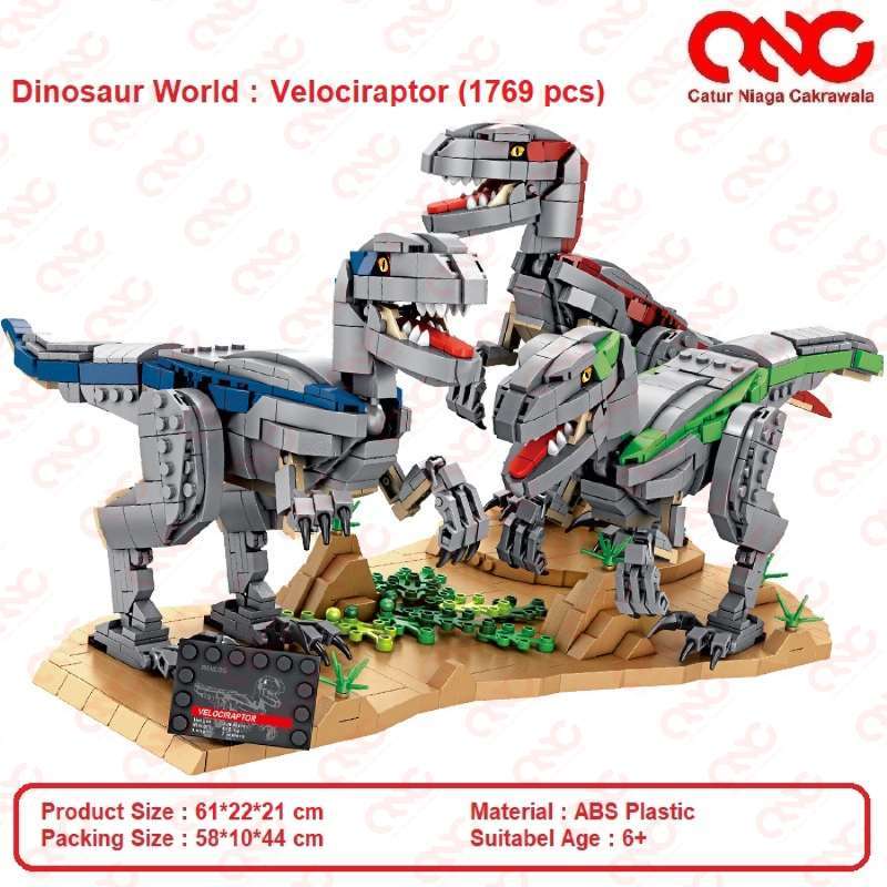 Promo CNC Bricks Panlos Jurassic Velociraptor lego compatible Diskon 20 ...