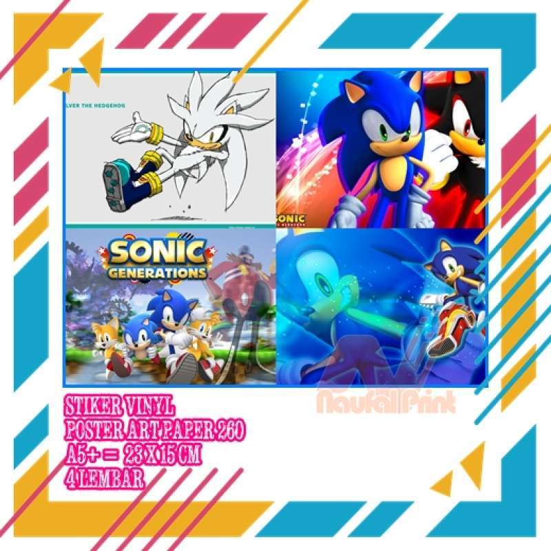 Jual Poster Stiker Sonic A3+ Animasi Kartun Acara Tv Kertas Sticker