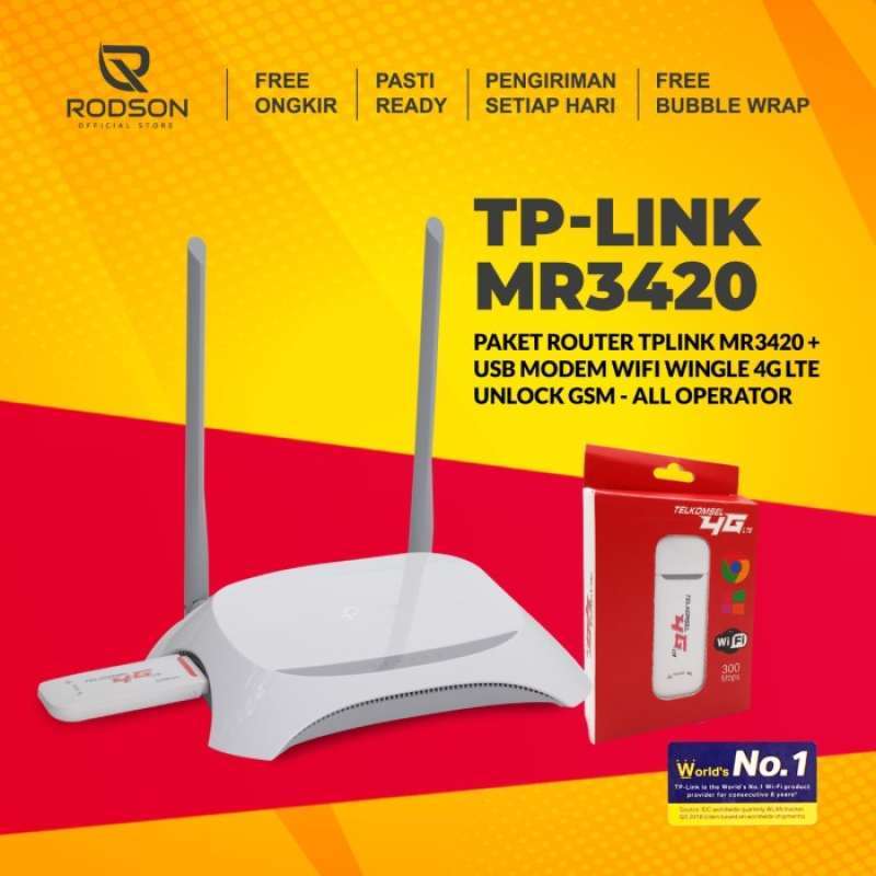 Jual Paket Router Tp Link Mr3420 + Usb Modem Wifi Wingle 4g Lte Unlock ...