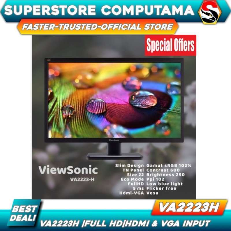 Promo Monitor Led 22 Viewsonic Va2223 Va2223h |full Hd|hdmi & Vga Input ...