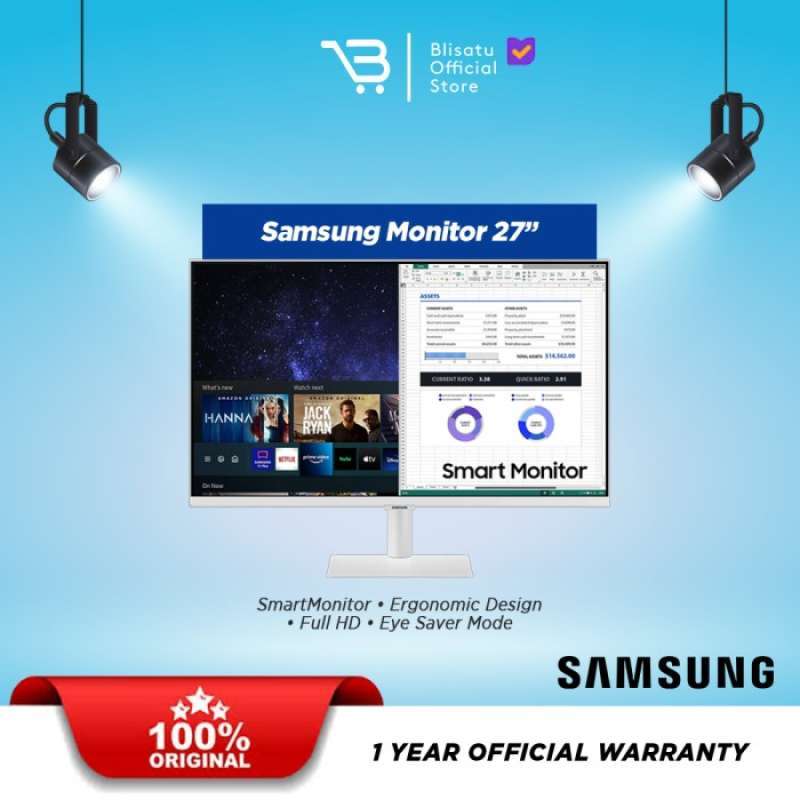Promo Samsung Smart Monitor LED 27 M5 LS27BM501 White HDR10 Free Buds+ ...
