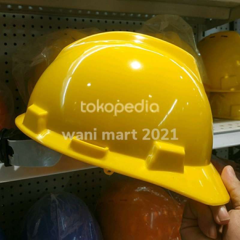Jual helm proyek kuning warna putih KRISBOW , safety helm , brim helm