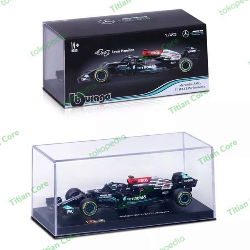 Bburago Mercedes-AMG W12 Modellauto 1:43 | #44 Lewis Hamilton, Schwarz