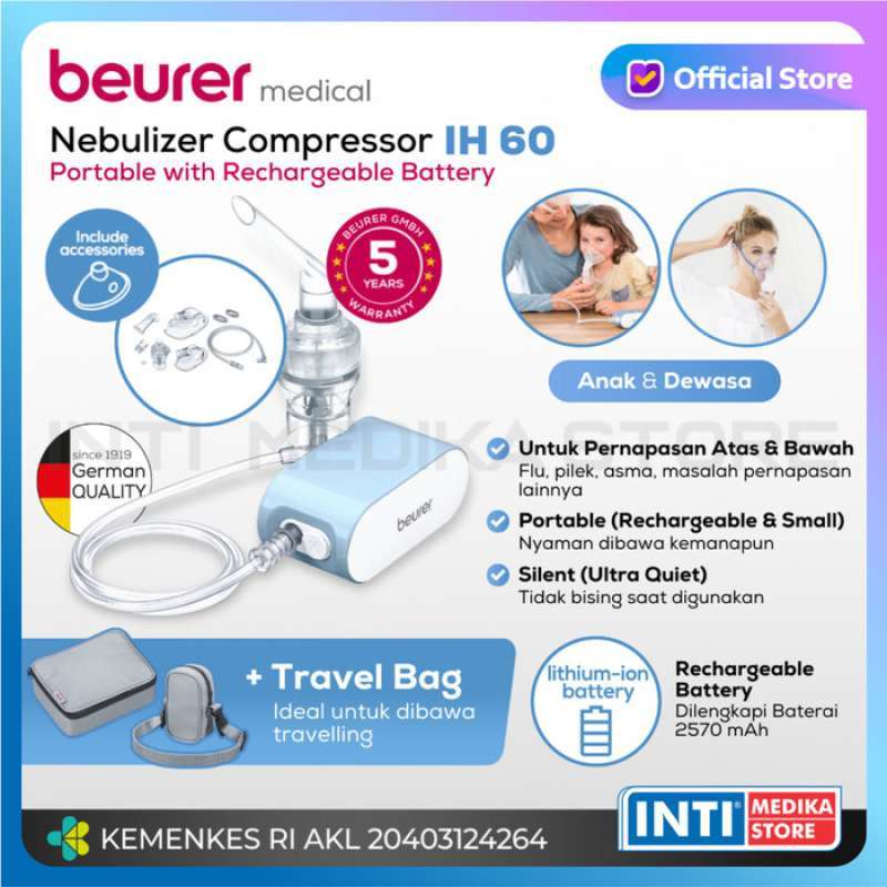 Promo BEURER - Nebulizer Compressor PORTABLE with Rechargeable Battery ...