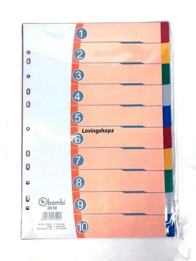 Jual Pembatas Binder Plastik F4, Tab Divider Bambi ukuran Folio di