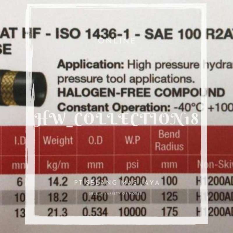 Jual Jack Hose Alfagomma Uk 1/4 10000 Psi Hydraulic High Pressure