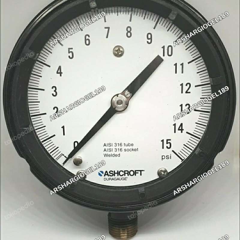 Promo Pressure Gauge Ashcroft 15Psi, Body Phenolic, 4.5 Bottom G1/2