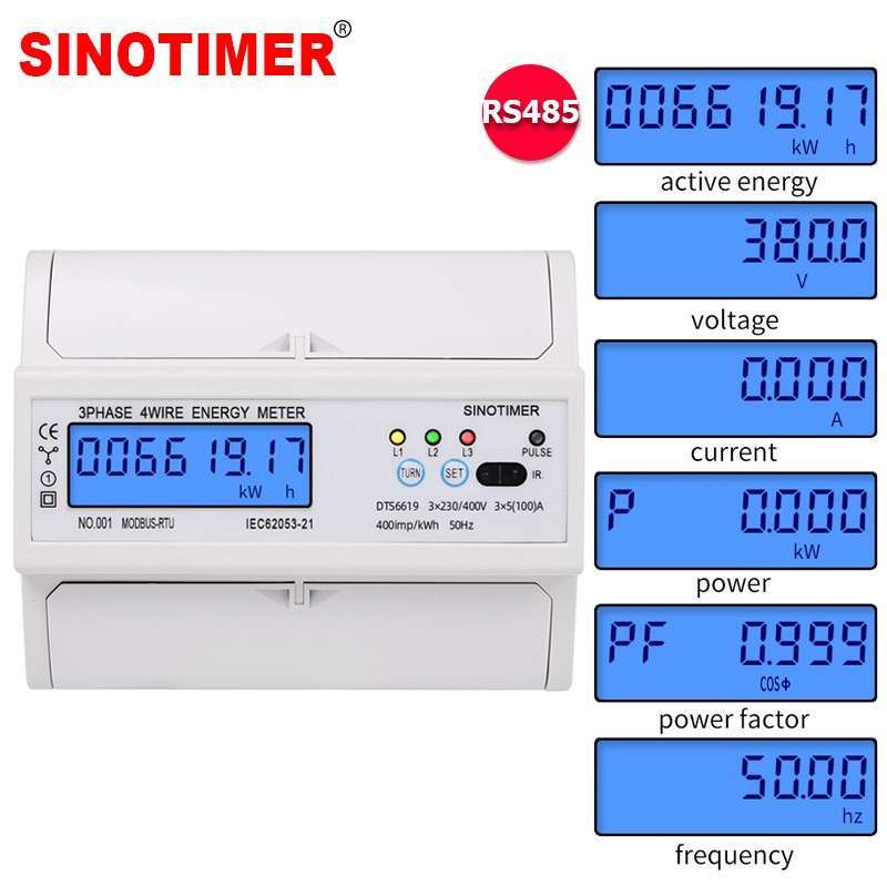 Jual Din Rail Electric 3 Phase Energy Meter Monitor Rs485 Modbus Rtu ...