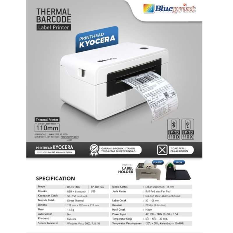 Promo 100% Produk Ori Blueprint Printer Thermal Barcode Label Resi A6 ...