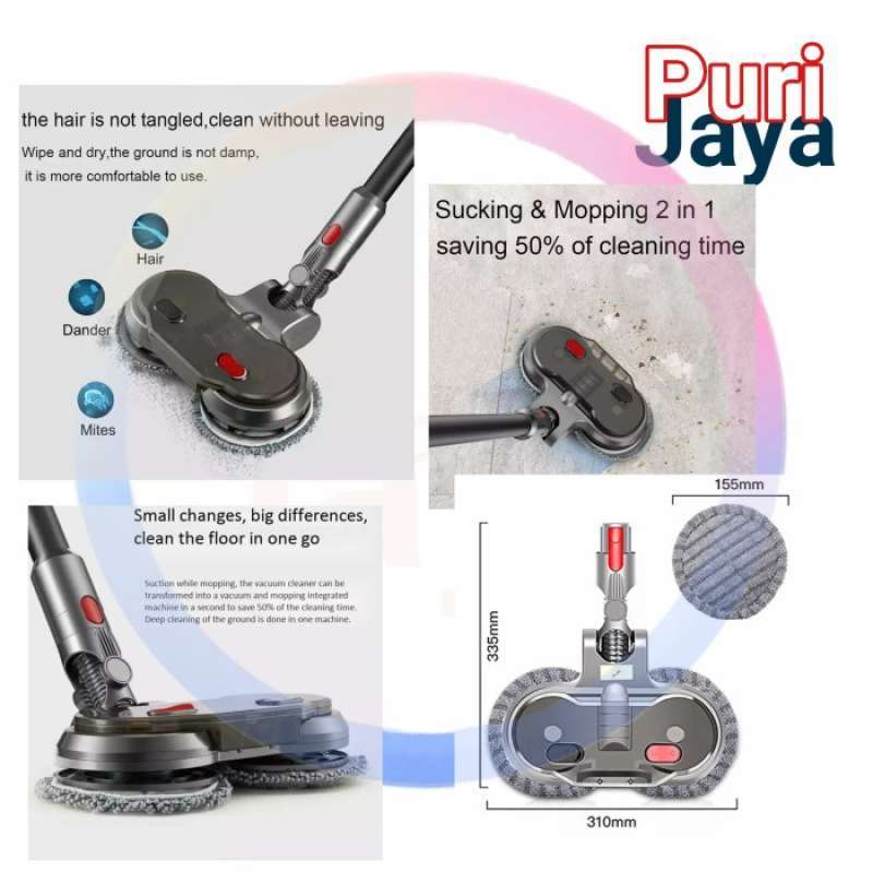 Promo New Electric Mop Head Dyson V7 V8 V10 V11 Wet Dry Mopping Brush