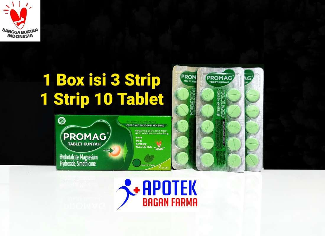 Jual PROMAG TABLET BOX 3 BLISTER 30 TABLET KUNYAH - OBAT SAKIT MAAG di