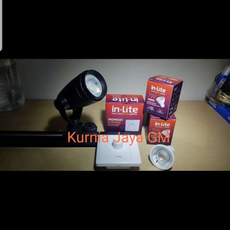 Promo Lampu INLITE Spotlight LED DIMMABLE Rell Hitam Tebal 7watt ...