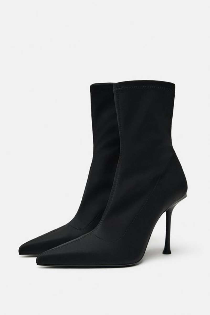 Fabric high heel ankle boots zara discount