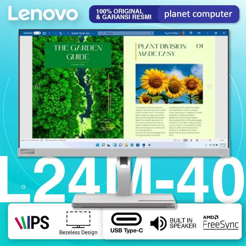 Jual Monitor Led Lenovo L24m40 24 Ips 1080p Fhd Hdmi Usbc 75w Full