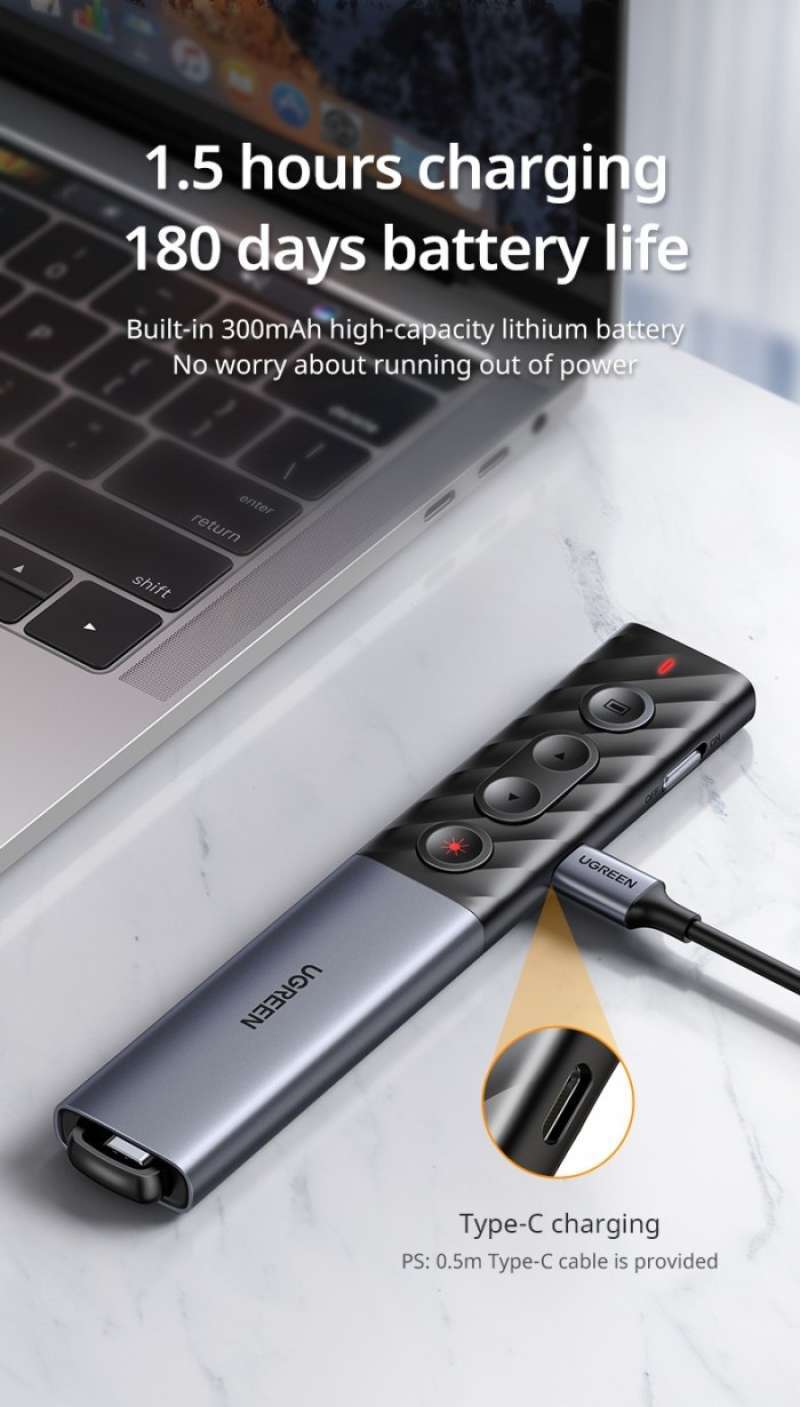 Promo UGREEN Red Laser Pointer Presentation Remote Battery Charging ...
