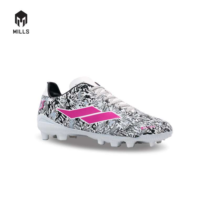 MILLS Sepatu Sepakbola TROYA CHAOS FG JR White Black Magenta 9200601