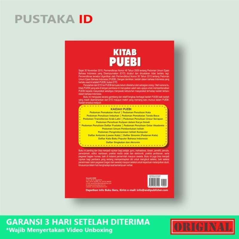 Jual Kitab Puebi, Pedoman Umum Ejaan Bahasa Indonesia - Original Di ...