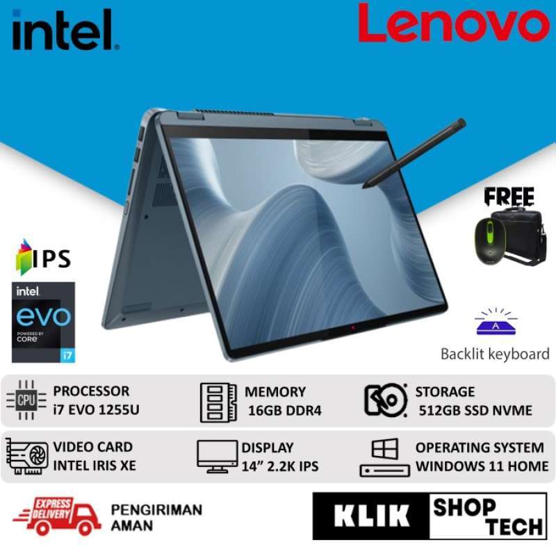 Lenovo IdeaPad Flex 7 14 2.2K 2-in-1 Touchscreen Laptop Computer 13th Gen Intel 10 Core I7 1355u 16gb Lpddr4 Ram 1tb Ssd Backlit Keyboard Fingerprint