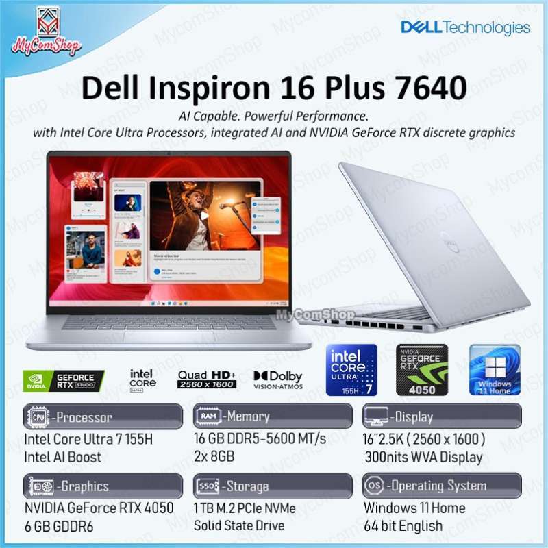 DELL INSPIRON 16 PLUS 7640 ULTRA 155H 16GB RAM 1TB SSD RTX 4050 6GB 16