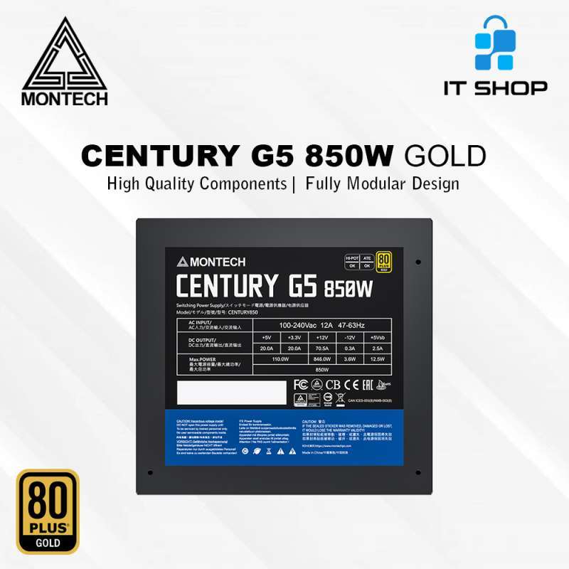 Jual Montech Power Supply Century G5 850w Gold Full Modular Di Seller ...
