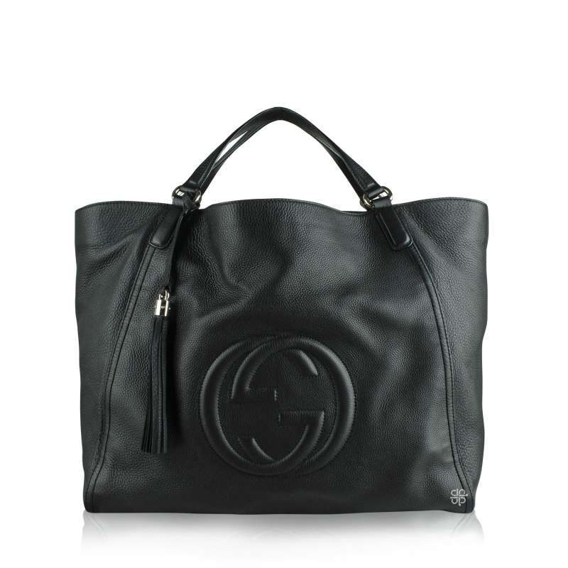 Gucci Black Leather Soho Large Tote Bag