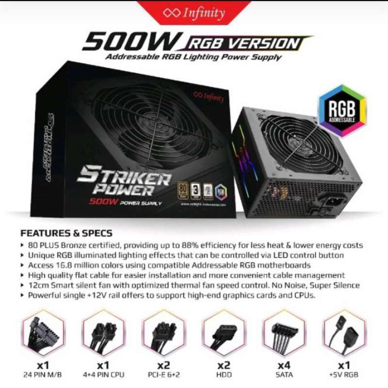 Infinity Power Source Jual Power Supply Infinity 500w 80+ Brozne Rgb 500w Di Seller Tunggal ...