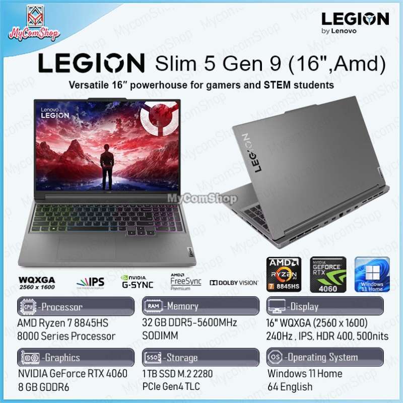 LENOVO LEGION SLIM GEN AMD RYZEN 8845HS 32GB RAM 1TB SSD RTX 4060 8GB  16