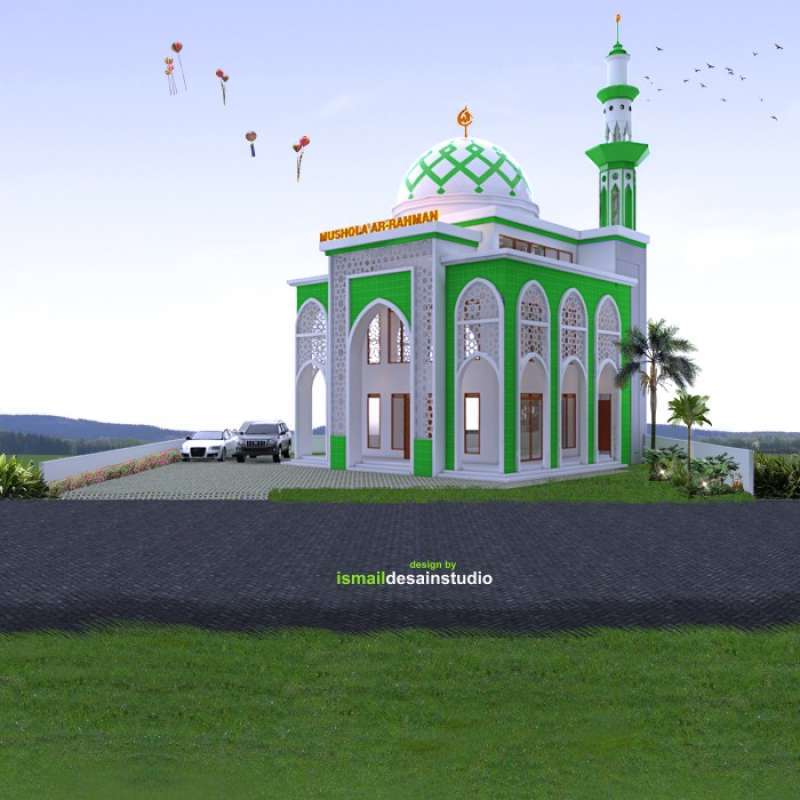 Jual Gambar Kerja Desain Masjid Ukuran 12x14meter | Masjid 2 Lantai Di