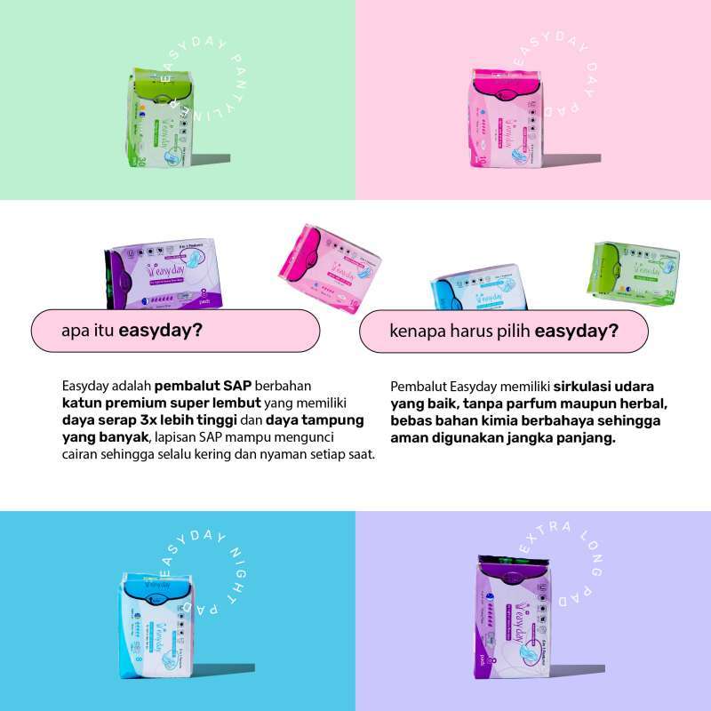 Promo 4 Pack Bundle Easyday Pembalut Wanita | 1 Panty + 1 Day + 1 Night ...