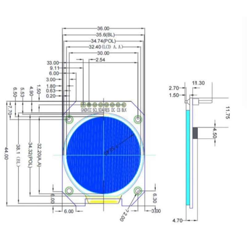 Jual Round Display 1.28 Inch Round Lcd Display Module, 240×240 ...