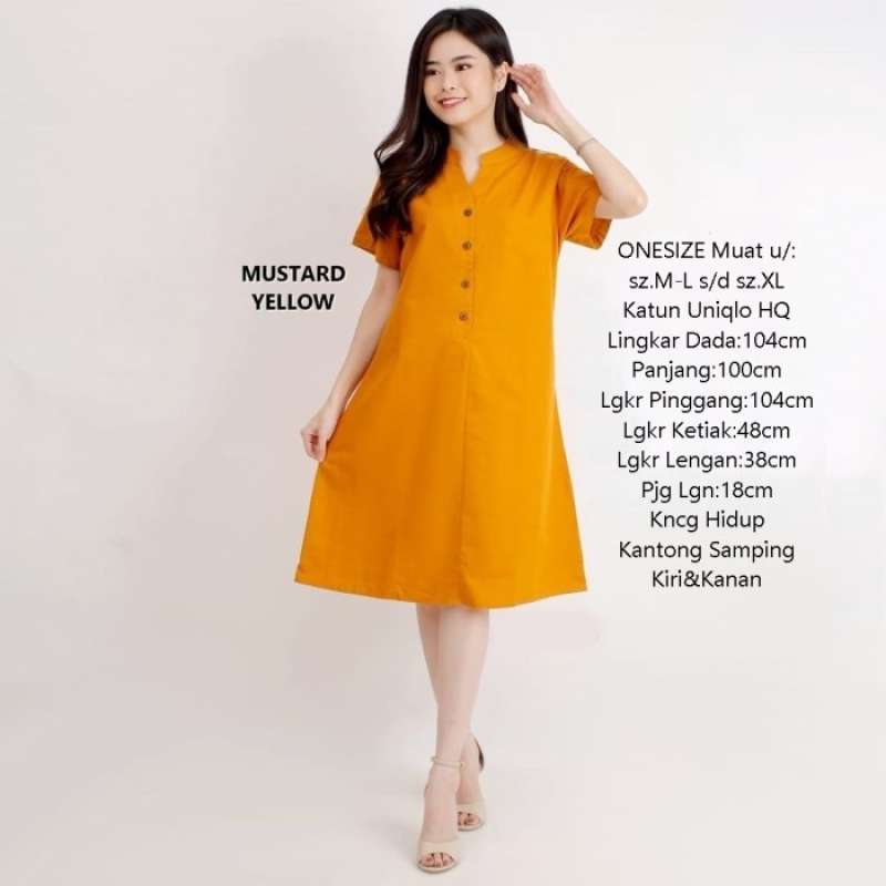 Promo Baju Midi Dress Wanita Korea Casual Polos Jumbo Big Size Katun