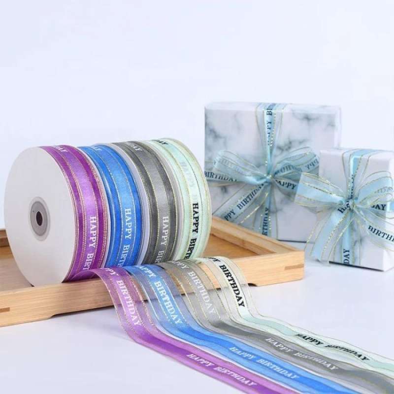 Jual Pita Happy Birthday Aesthetic 1 Roll Utuh Hbd Ribbon - Broken ...