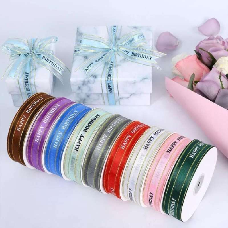 Jual Pita Happy Birthday Aesthetic 1 Roll Utuh Hbd Ribbon - Broken ...