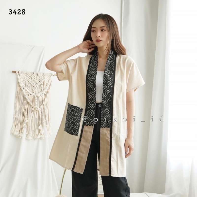 Cardigan batik wanita modern discount