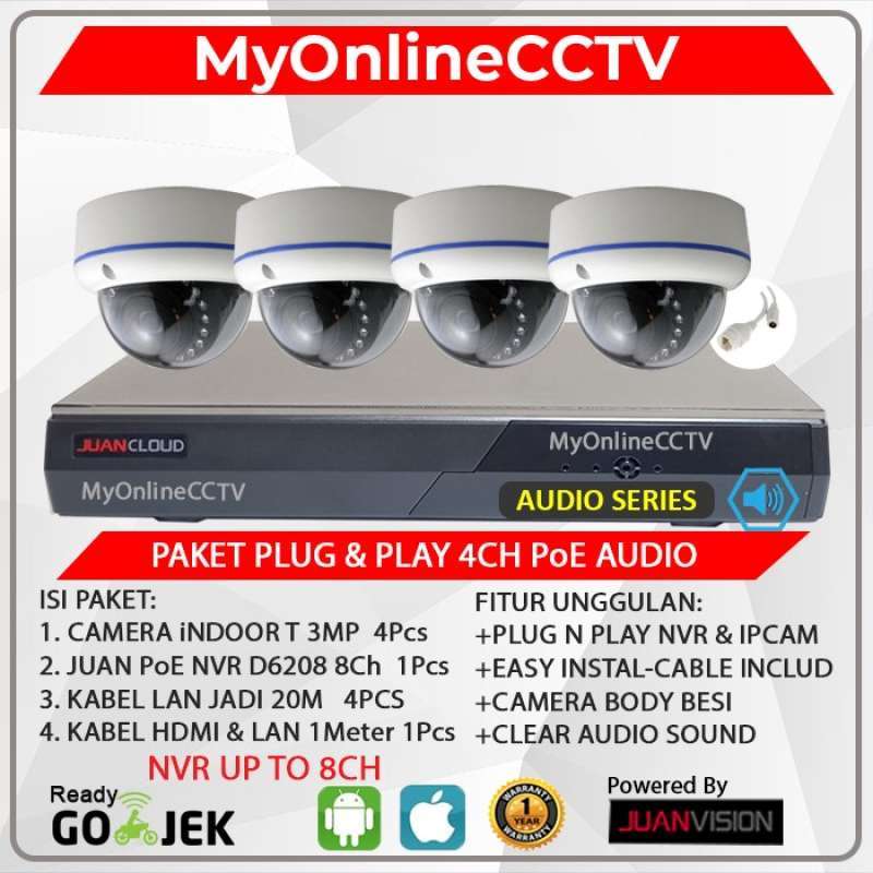 Promo Juan Paket Cctv 4ch Ip Camera Lengkap Poe Indoor 3mp Audio Diskon