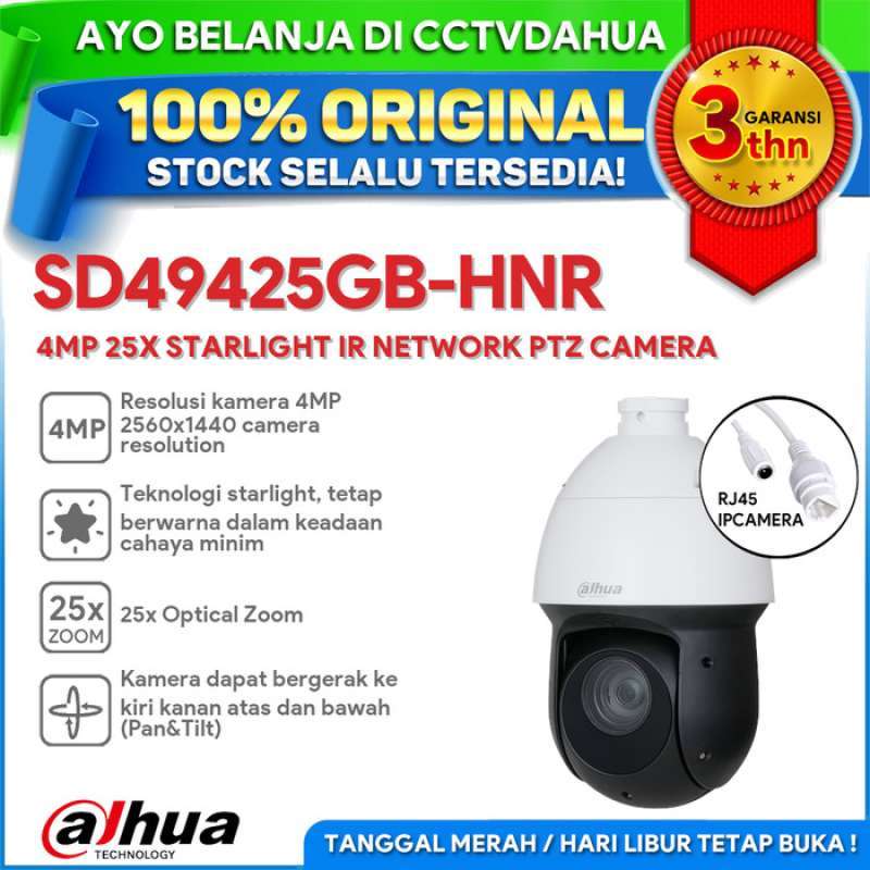 Promo Dahua Sd49425gb Hnr 4mp 25x Zoom Starlight Ir Network Ptz Camera