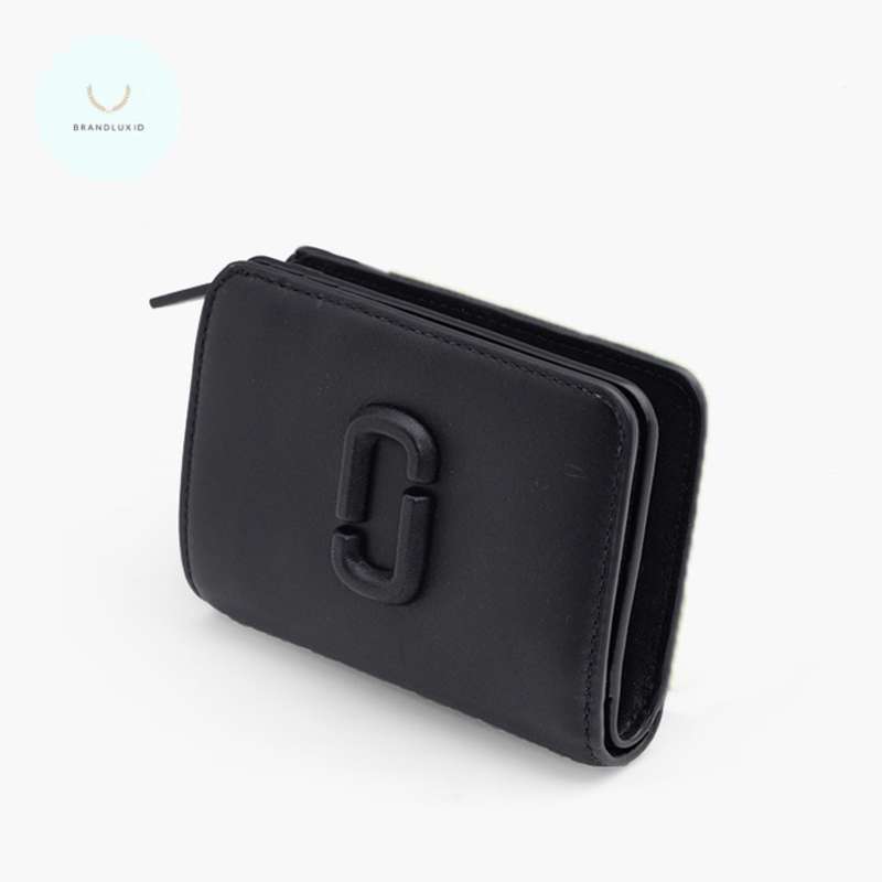 Marc Jacobs Mini J Marc Compact Wallet in Black Smooth Leather
