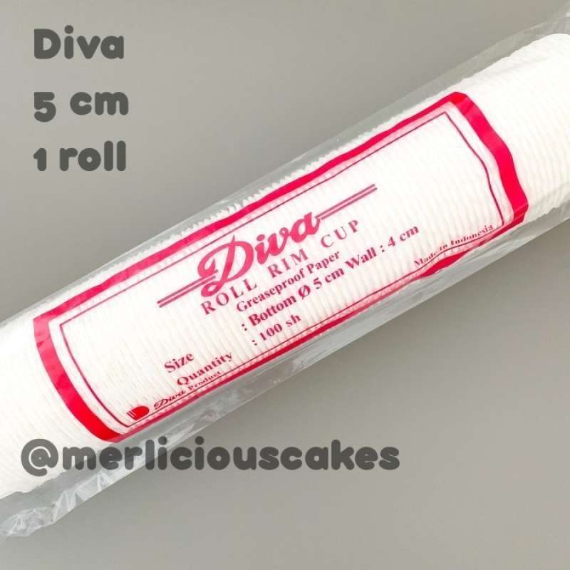 Promo 1 Roll Diva Cupcake Cases Putih 5 Cm Paper Cup Kertas Muffin 100 ...