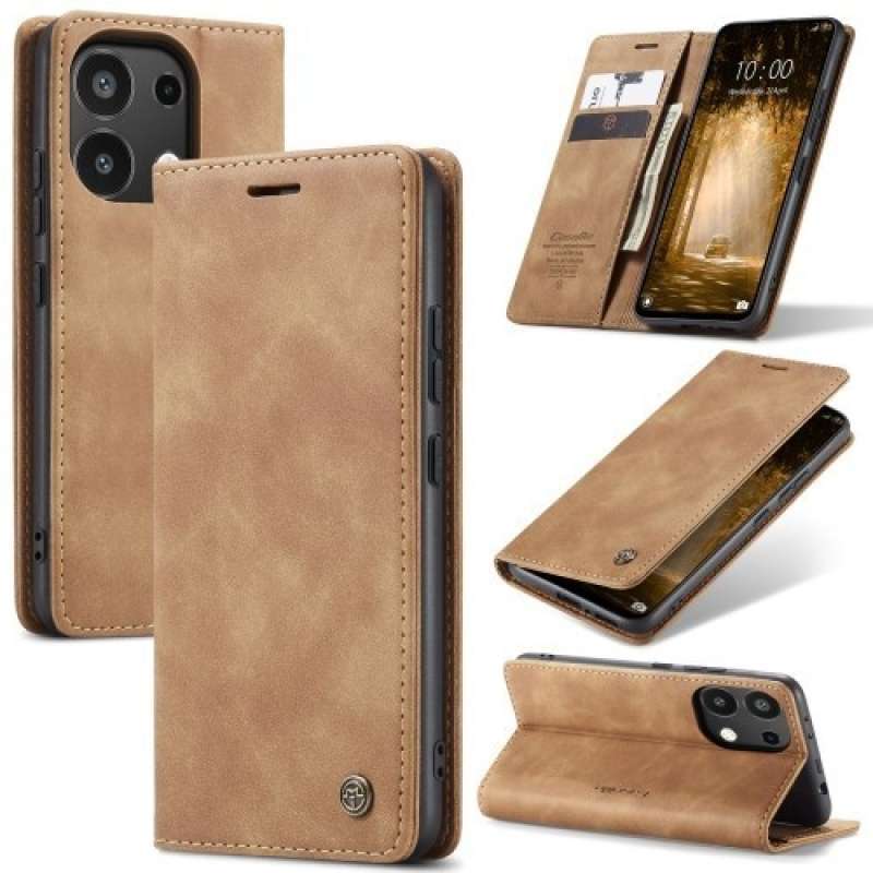 GOKEN Custodia A Portafoglio In Pelle Per Xiaomi Poco M6 Pro - Con Slot Carte E Supporto, Magneti, Nero
