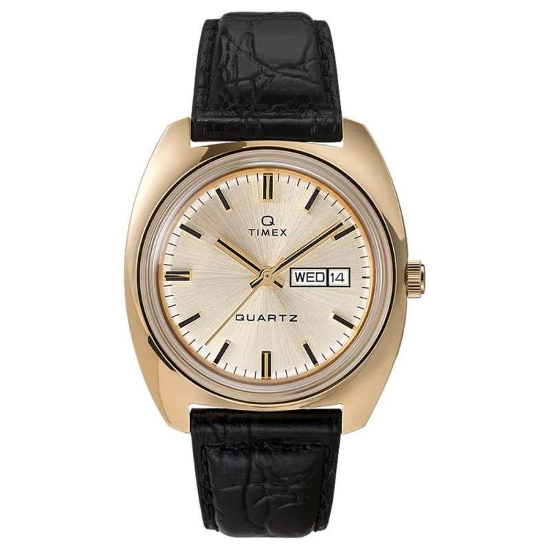 TIMEX TW2U87800 Jam Tangan Pria Analog Q Reissue Leather Gold