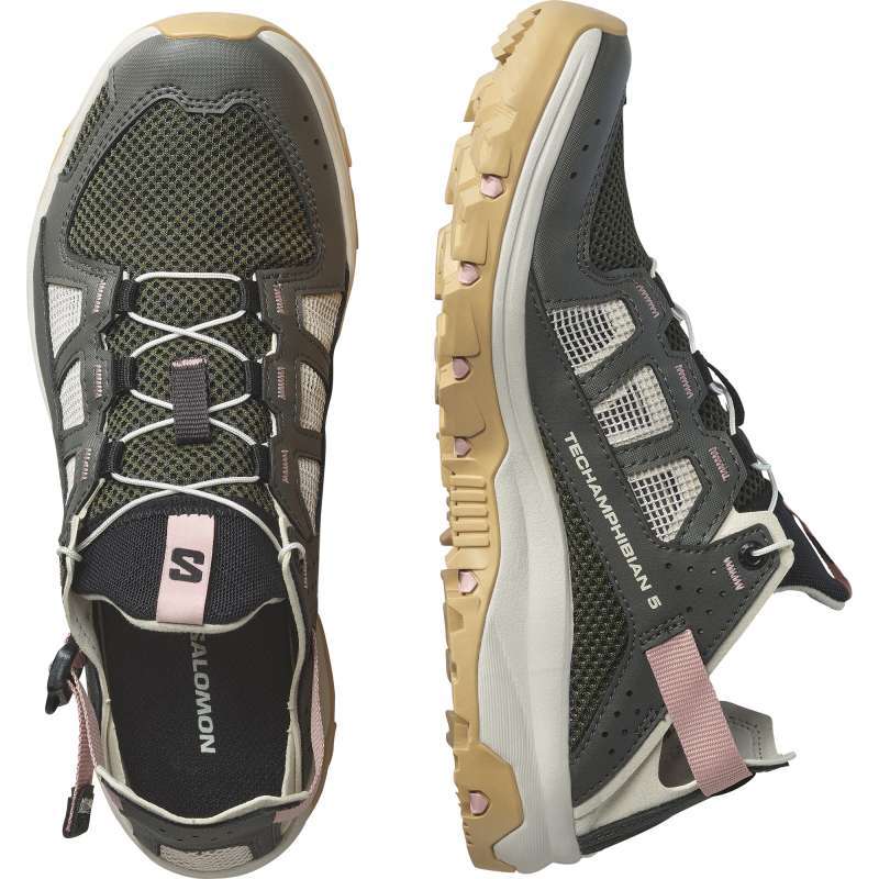 Promo Water Shoes Salomon Techamphibian Women Peat/rainy Day