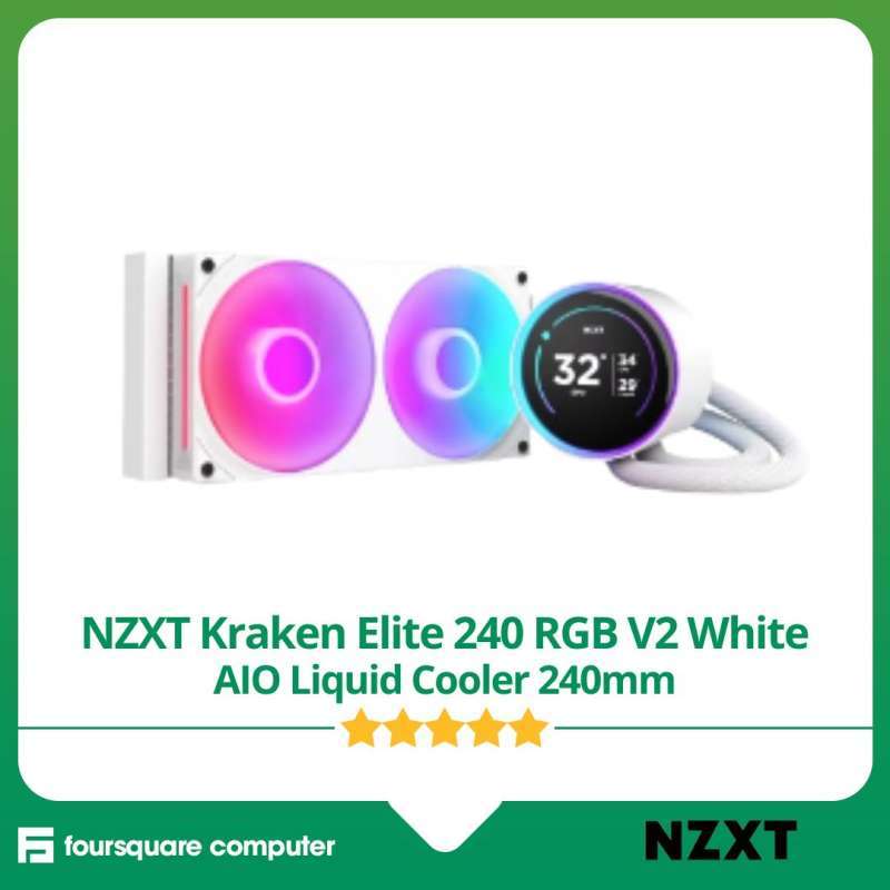 NZXT Kraken Elite 240 V2 RGB White AIO Liquid Cooler 240mm