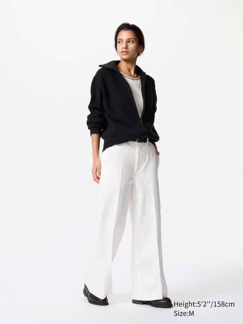 UNIQLO Celana Panjang Jeans Lebar Wanita Baggy Wide Trousers WHITE