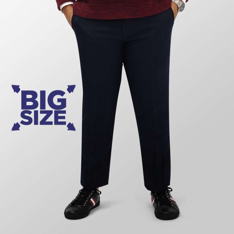 BIG SIZE DARK BLUE TROUSERS Celana Bahan Formal Pria Slim Fit Ukuran  Besar (39-44) - Main Image
